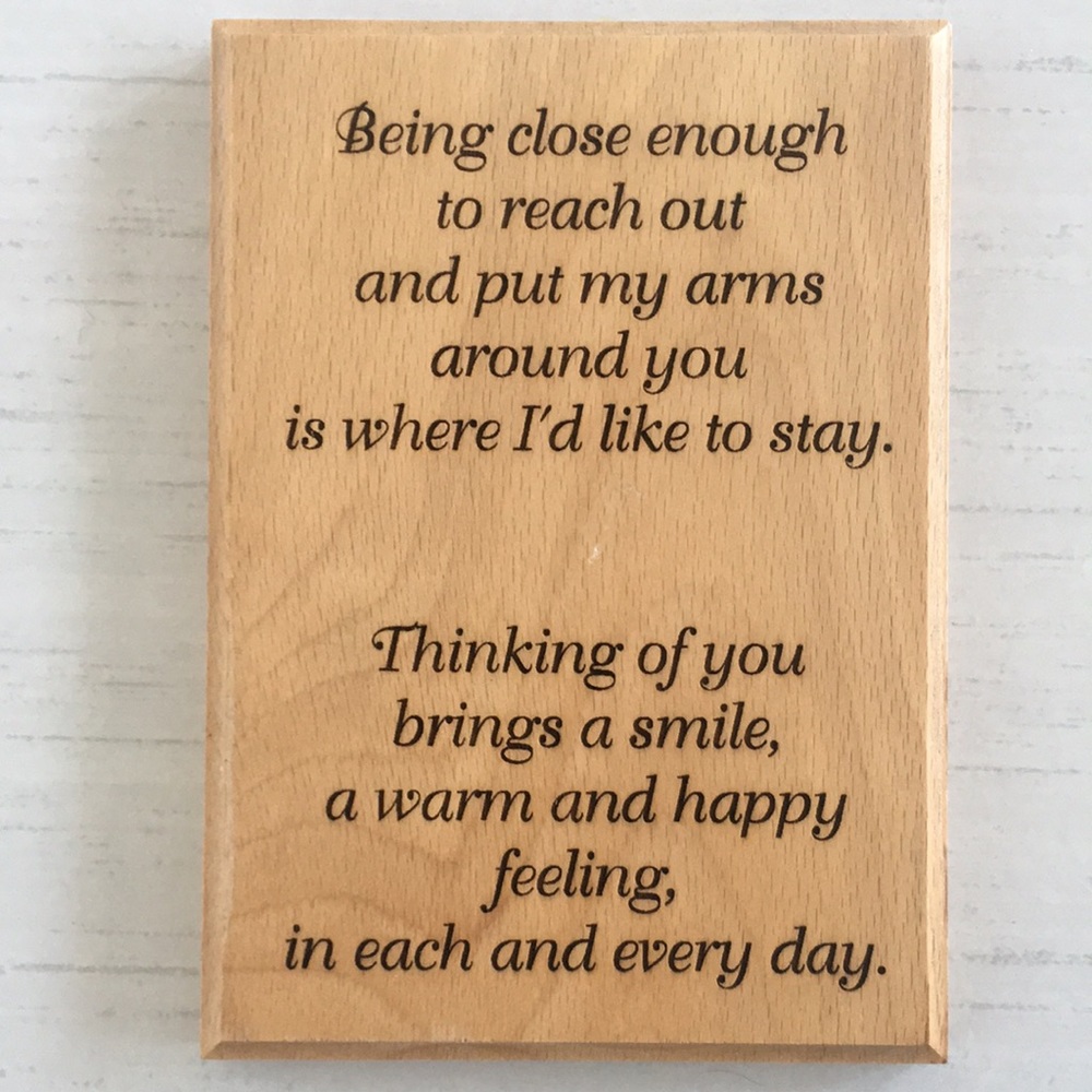 Heartfelt Engraved Real Wood Poem Plaque Thinking of You Tabletop Wall